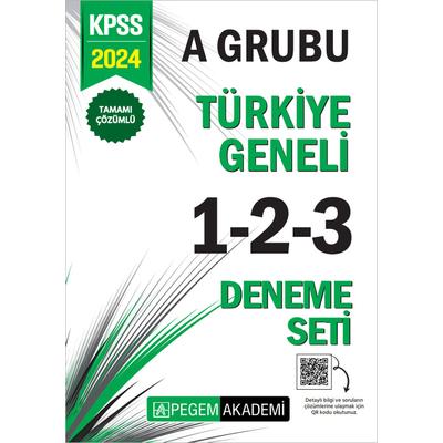 Pegem Yayınları 2024 KPSS A Grubu Tamamı Çözümlü Türkiye Geneli 1-2-3 (3'lü Deneme Seti) 