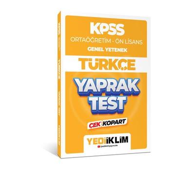 Yediiklim Yayınları 2024 Kpss Ortaöğretim  Ön Lisans Genel Yetenek Türkçe Çek Kopart Yaprak Test