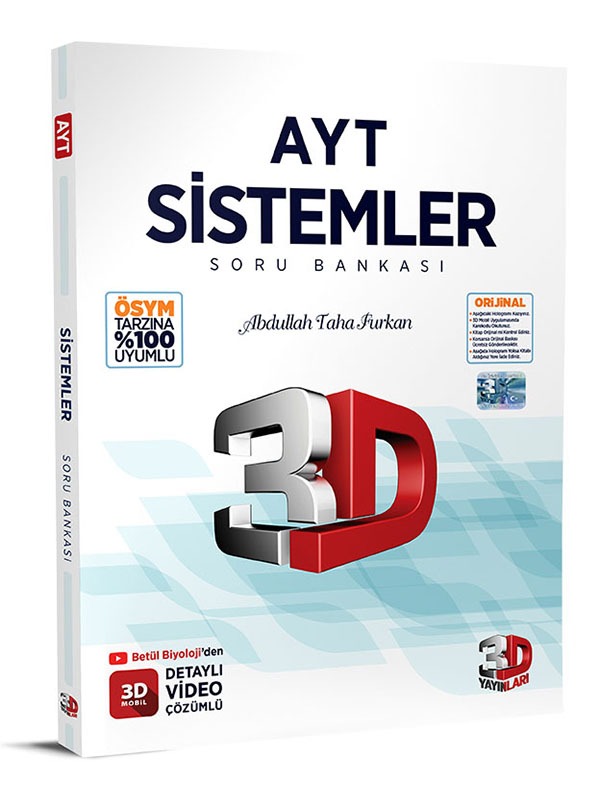 3D Yayınları Ayt Biyoloji Sistemler Soru Bankası