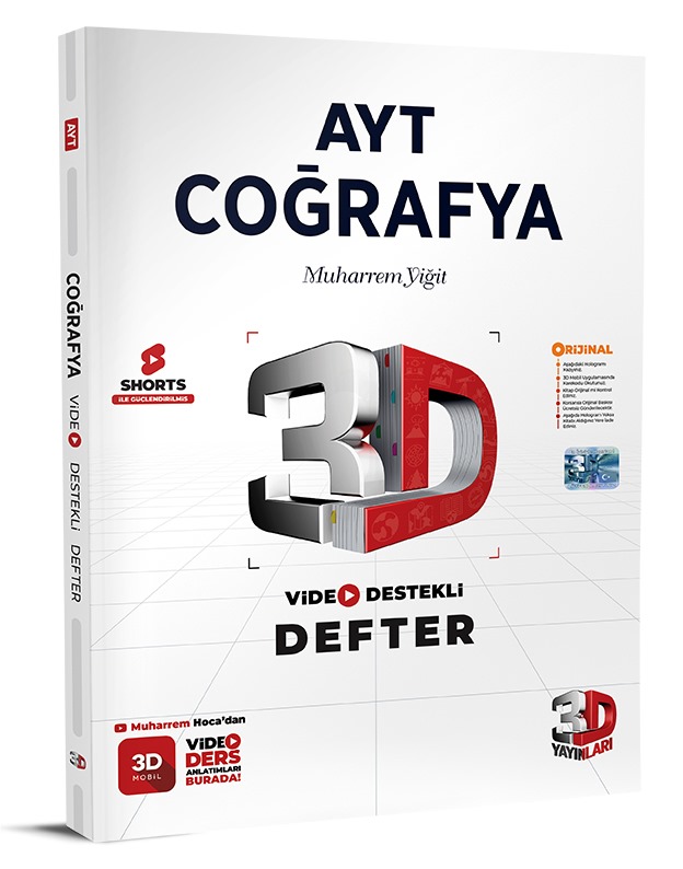 3D Yayınları AYT Coğrafya Video Destekli Defter