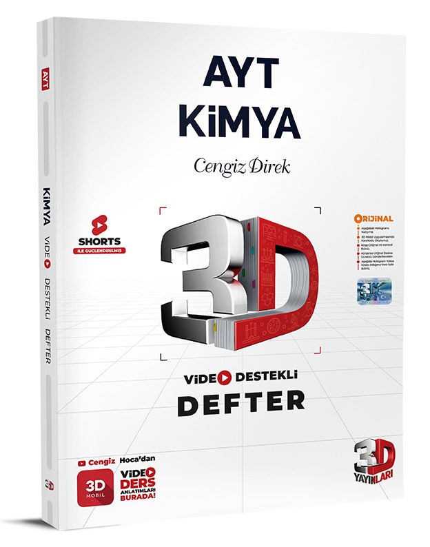 3D Yayınları AYT Kimya Video Destekli Defter