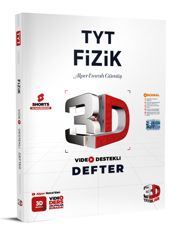 3D Yayınları Tyt Fizik Video Destekli Defter