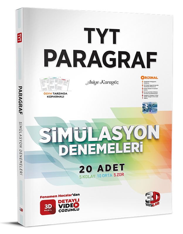 3D Yayınları TYT Paragraf Simülasyon Denemeleri