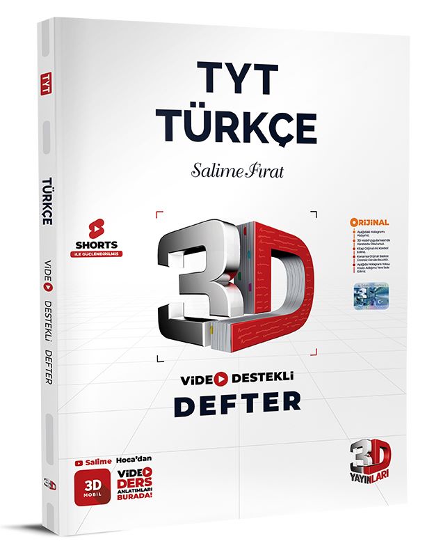 3D Yayınları Tyt Türkçe Video Destekli Defter