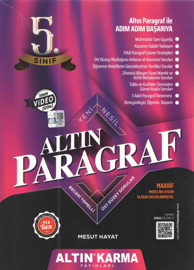 Altın Karma Yayınları 5. Sınıf Altın Paragraf Maarif Model