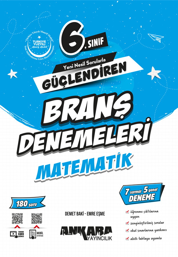 Ankara Yayıncılık 6. Sınıf Matematik Güçlendiren Branş Denemeleri