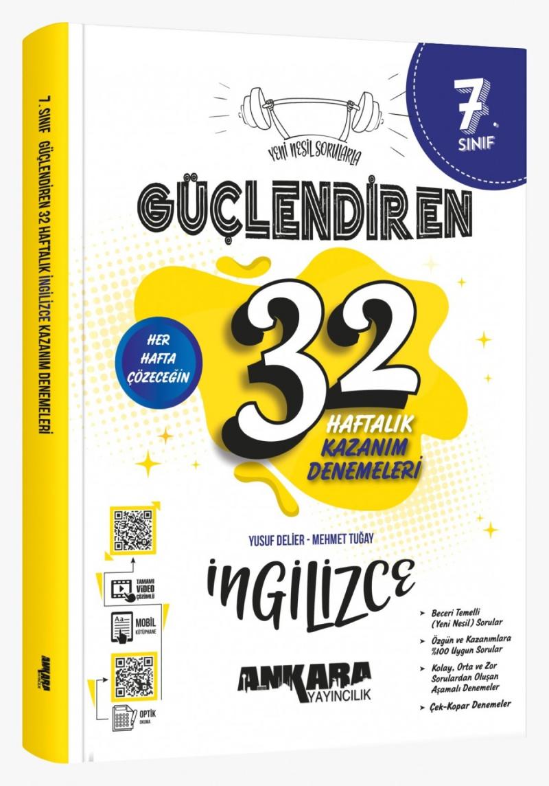 Ankara Yayıncılık 7. Sınıf İngilizce 32 Haftalık Güçlendiren Denemeleri