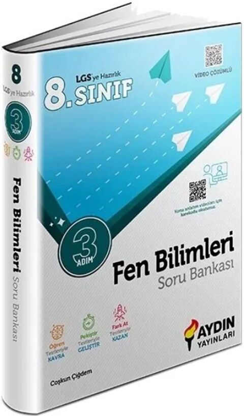 Aydın Yayınları LGS 8. Sınıf LGS Fen Bilimleri Üç Adım Soru Bankası