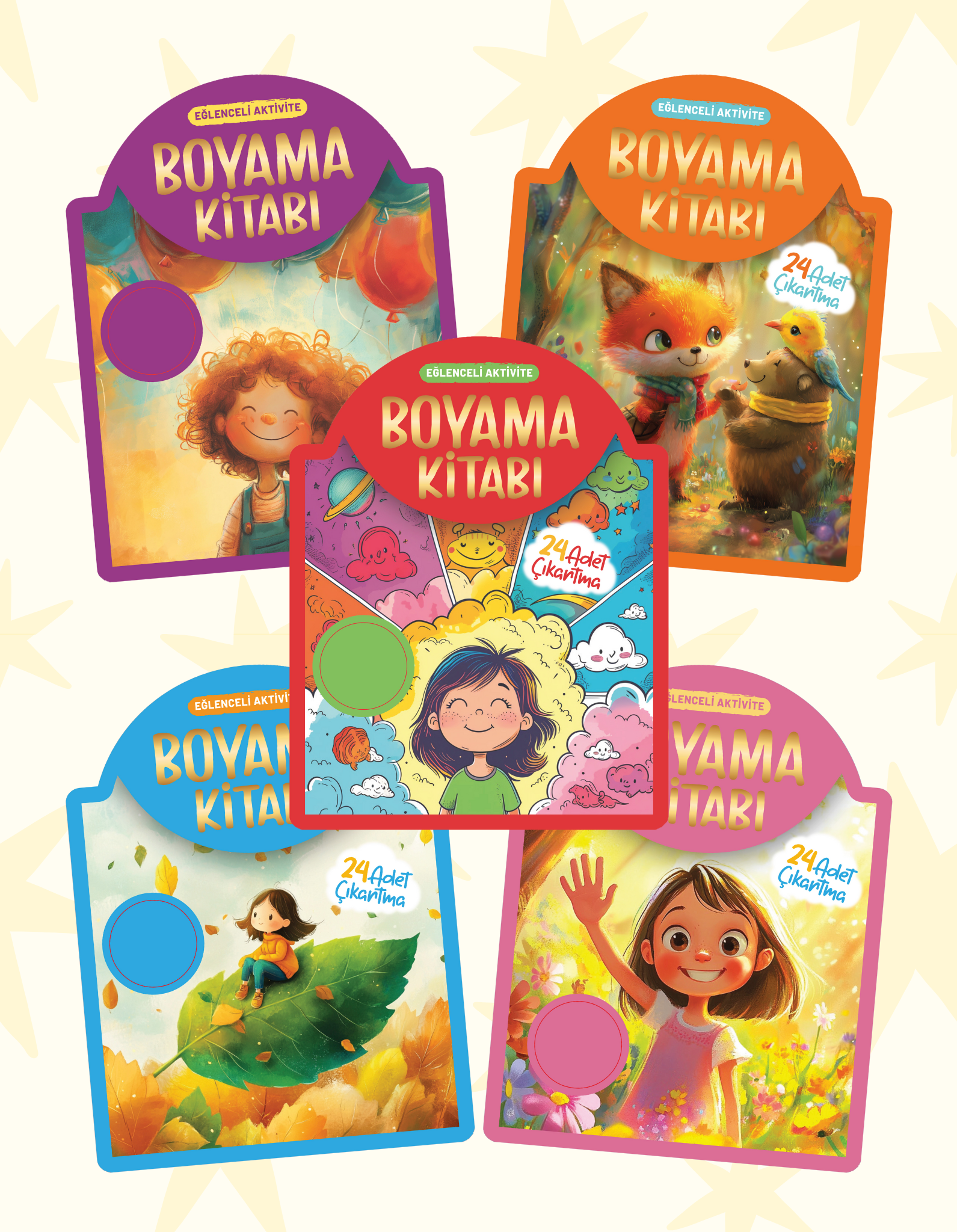 Çıkartmalı Boyama Kitabı 5'li Set