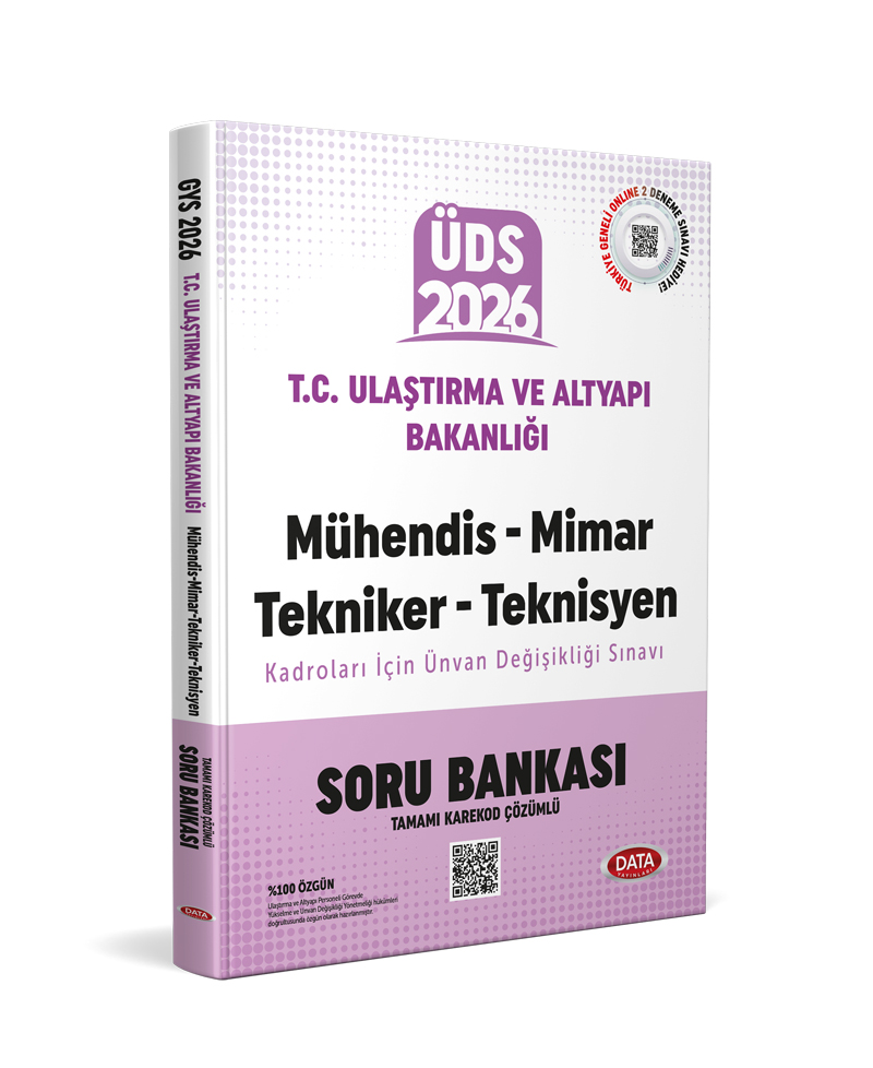 Data Yayınları 2026 Ulaştırma ve Altyapı Bakanlığı Mühendis-Mimar-Tekniker-Teknisyen Kadroları Ünvan Değişikliği Sınavı Soru Bankası - Karekod Çözümlü