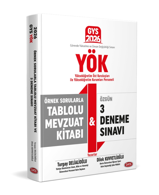 Data Yayınları 2026 YÖK Üst Kuruluşları ile YÖK Personeli GYS Örnek Sorularla Tablolu Mevzuat Kitabı ve 3 Deneme Sınavı