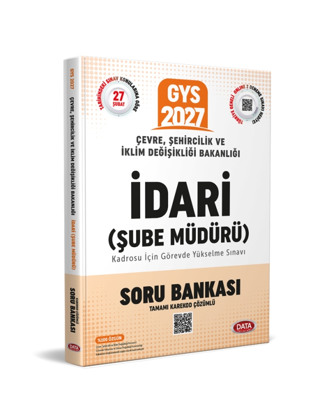 Data Yayınları 2027 Çevre, Şehircilik ve İklim Değişikliği Bakanlığı İdari (Şube Müdürü) Soru Bankası - Karekod Çözümlü