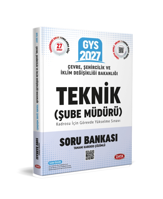 Data Yayınları 2027 Çevre, Şehircilik ve İklim Değişikliği Bakanlığı Teknik (Şube Müdürü) Soru Bankası - Karekod Çözümlü