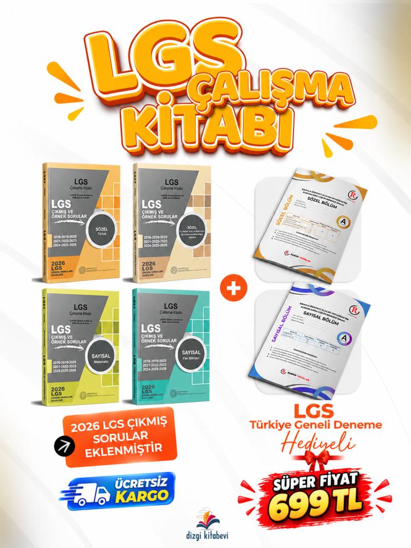 Dizgi Kitap 2027 8. Sınıf LGS Çıkmış Sorular ve MEB Örnek Soruları Çalışma Kitabı 4'lü Set- LGS TG Deneme Hediyeli