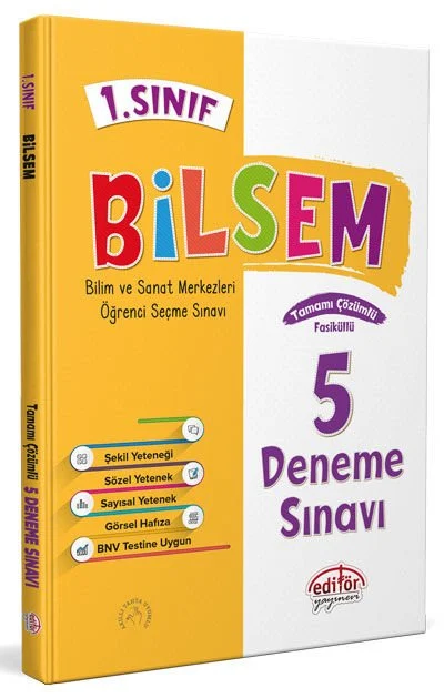 Editör Yayınları 1. Sınıf Bilsem Tamamı Çözümlü 5 Deneme Sınavı