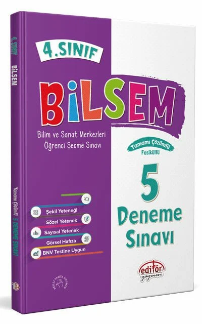 Editör Yayınları 4. Sınıf Bilsem Çözümlü 5 Deneme Sınavı