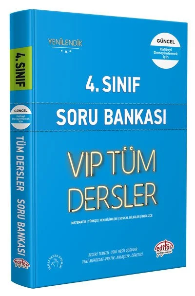 Editör Yayınları 4. Sınıf Vıp Tüm Dersler Soru Bankası Mavi Kitap
