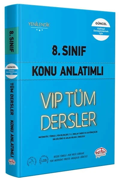 Editör Yayınları Lgs 8. Sınıf Vıp Tüm Dersler Konu Anlatımlı Mavi Kitap