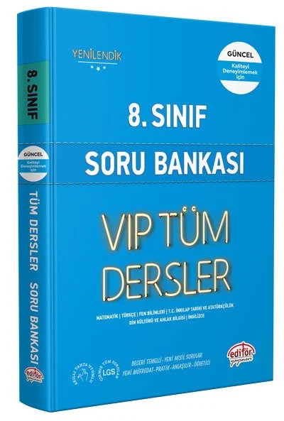 Editör Yayınları Lgs 8. Sınıf Vıp Tüm Dersler Soru Bankası Mavi Kitap
