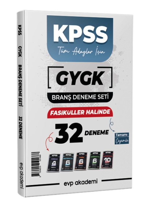 EVP Akademi KPSS Tüm Adaylar İçin 32 Fasikül Deneme Tamamı Çözümlü 