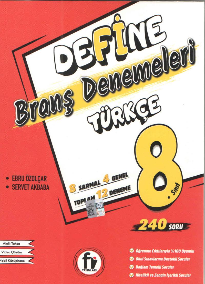 Fi Yayınları LGS 8. Sınıf  Define Türkçe Deneme
