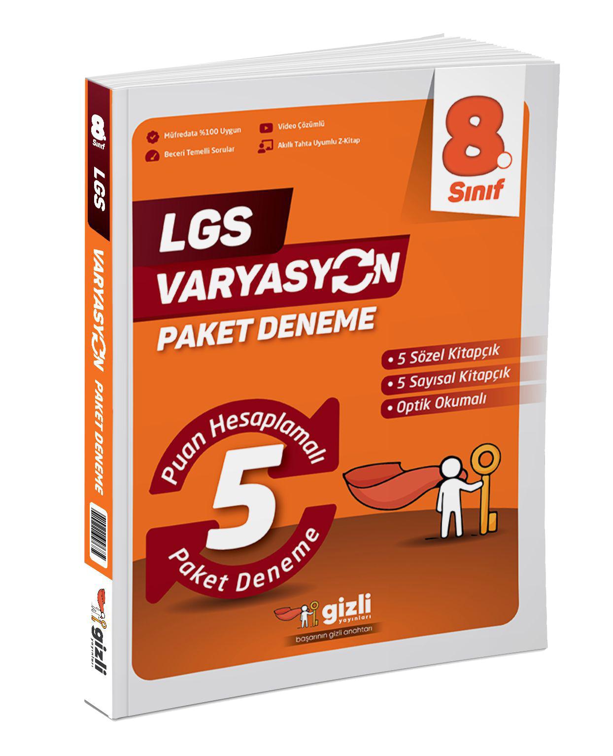 Gizli Yayınları LGS 8. Sınıf VARYASYON 5 Paket Deneme 
