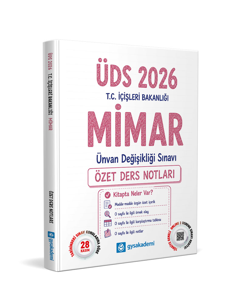 GYS Akademi 2026 T.C. İçişleri Bakanlığı ÜDS Mimar Özet Ders Notları