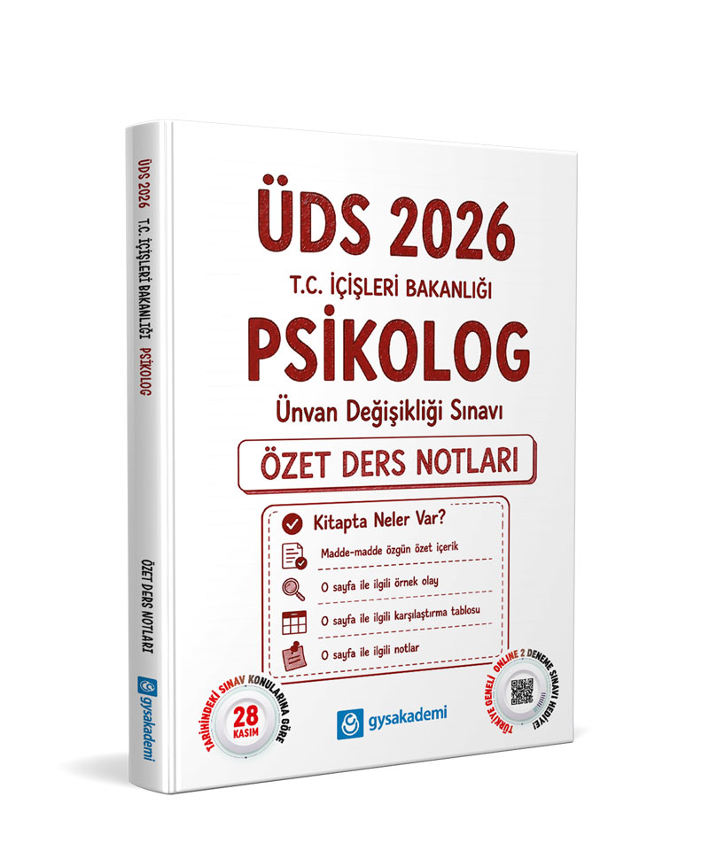 GYS Akademi 2026 ÜDS T.C. İçişleri Bakanlığı Psikolog Özet Ders Notları