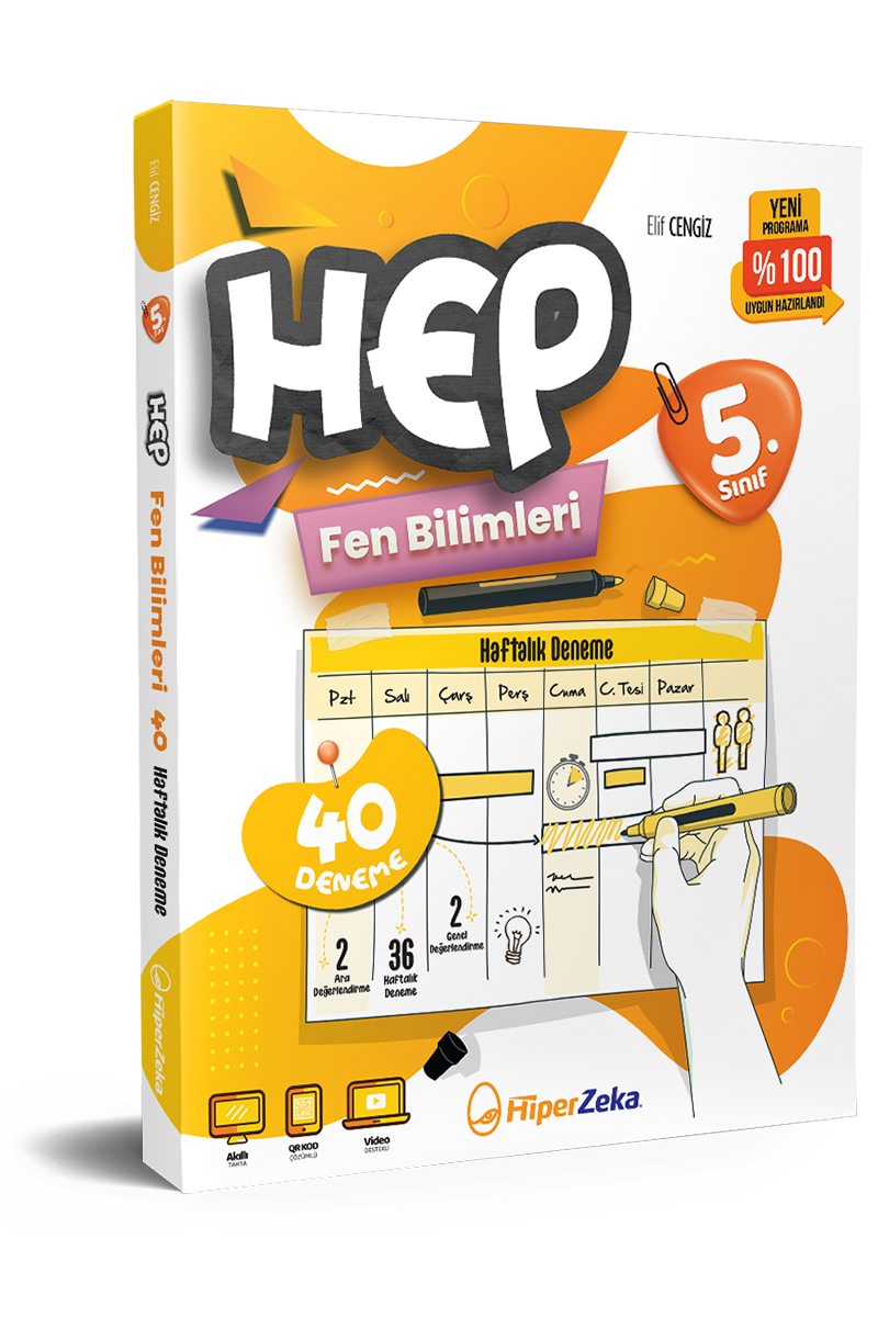 Hiper Zeka 5. Sınıf  Haftalık HEP Fen Bilimleri 40 Deneme