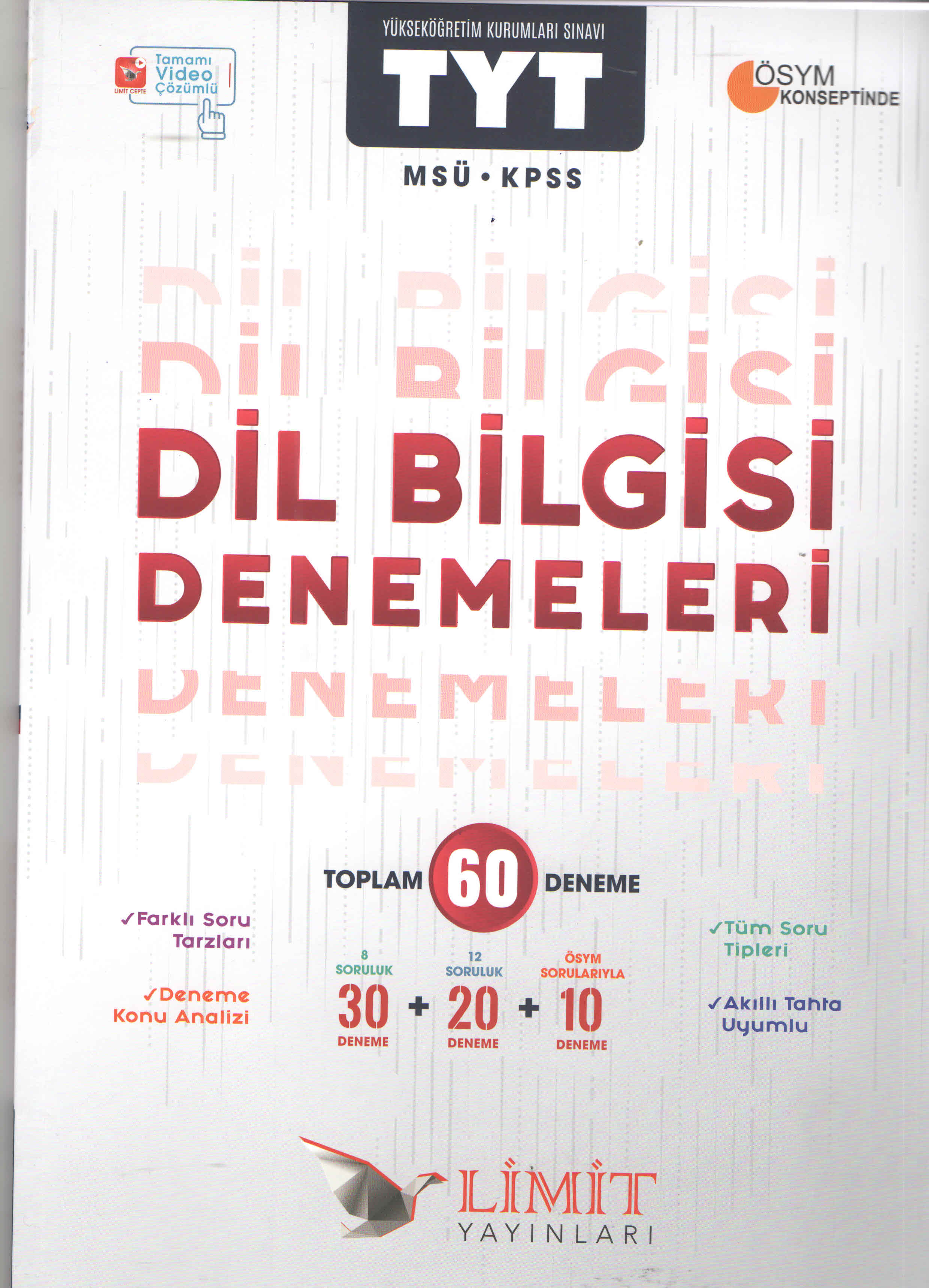 Limit Yayınları TYT MSÜ KPSS Dil Bilgisi Denemeleri