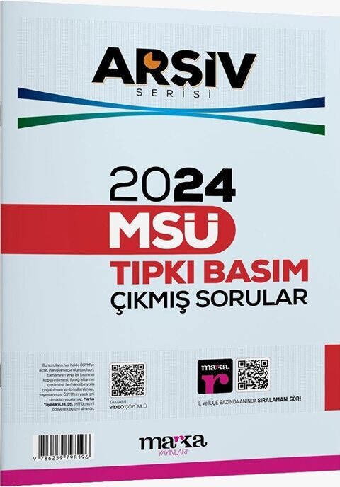 Marka Yayınları 2024 MSÜ Tıpkı Basım ARŞİV Serisi Çıkmış Sorular