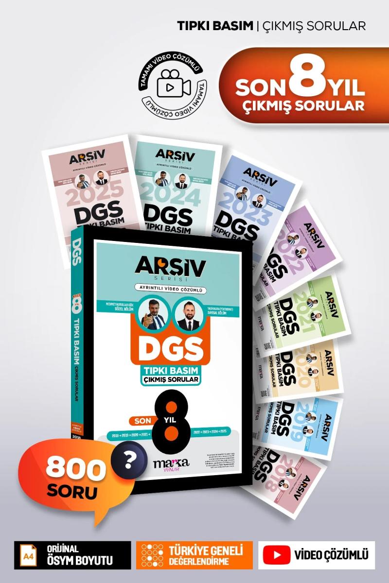Marka Yayınları 2026 DGS Son 8Yıl Çıkmış Sorular Tıpkı Basım Çözümlü