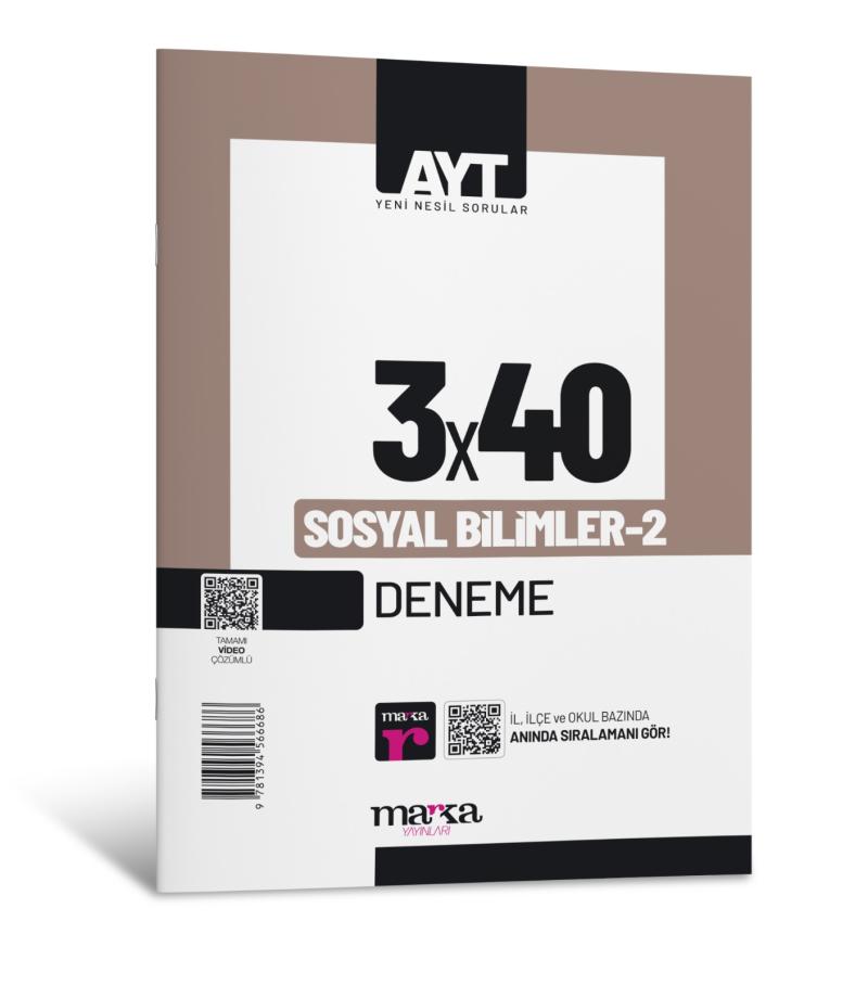 Marka Yayınları  Ayt Sosyal Bilimler 2 3X40 Deneme