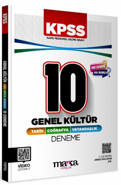 Marka Yayınları KPSS Genel Kültür Tarih Coğrafya Vatandaşlık 10 Deneme Sınavı