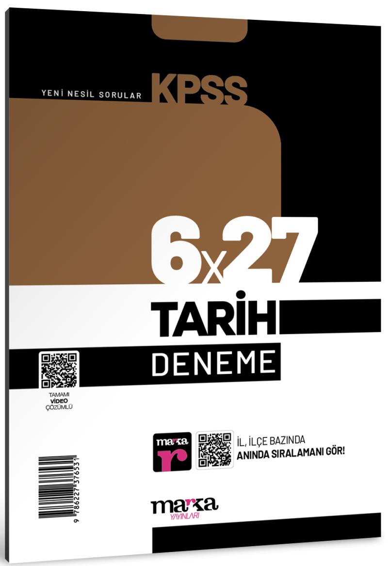 Marka Yayınları Kpss Tarih 6X27 Deneme Tamamı Video Çözümlü