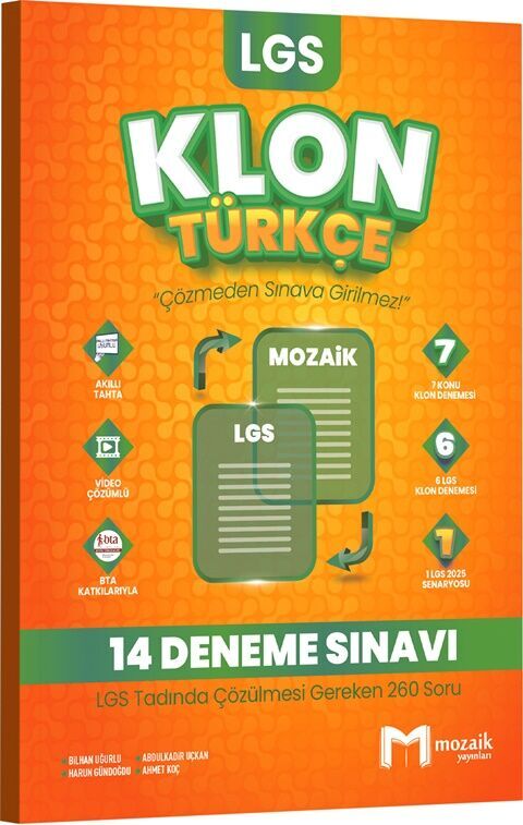 Mozaik Yayınları LGS 8. Sınıf Türkçe Klon 14 Deneme