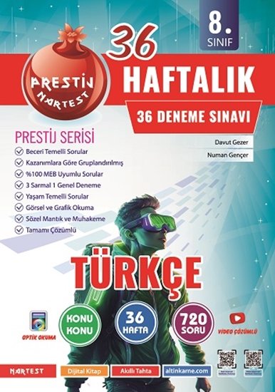 Nartest Yayınları LGS 8. Sınıf Haftalık Türkçe Denemeleri