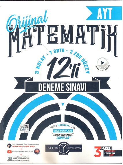 Orijinal Yayınları Ayt Matematik 12 Deneme Sınavı