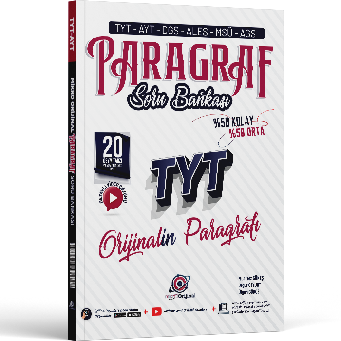 Orijinal Yayınları TYT AYT AGS DGS MSÜ ALES Paragraf Mikro Soru Bankası