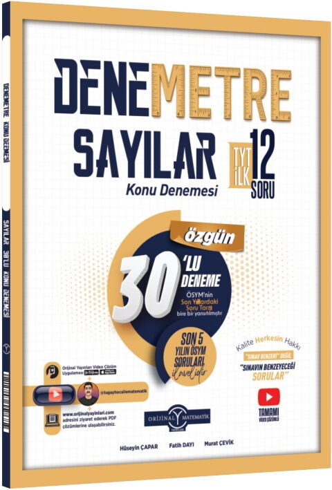Orijinal Yayınları TYT Sayılar DENEMETRE 30  Konu Denemesi