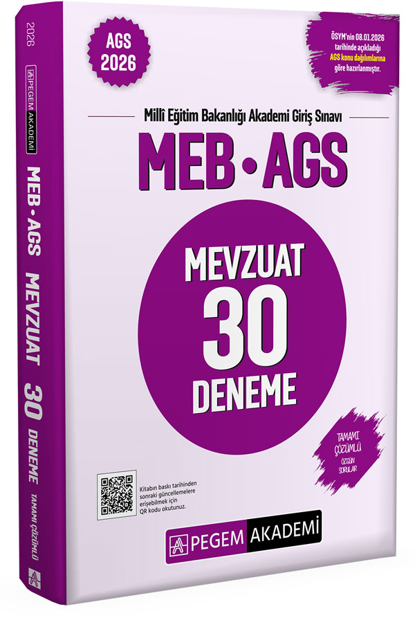 Pegem Yayınları 2026 MEB AGS Mevzuat 30 Deneme Tamamı Çözümlü