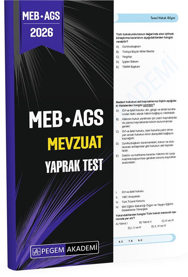 Pegem Yayınları 2026 MEB AGS Mevzuat Yaprak Test