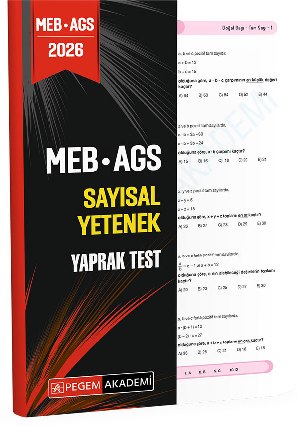 Pegem Yayınları 2026 MEB AGS Sayısal Yetenek Yaprak Test