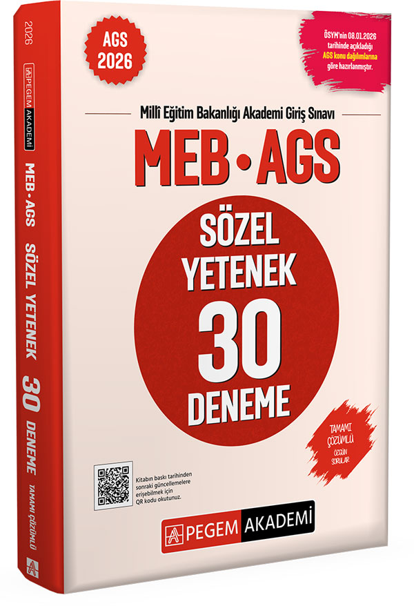 Pegem Yayınları 2026 MEB AGS Sözel Yetenek 30 Deneme Tamamı Çözümlü