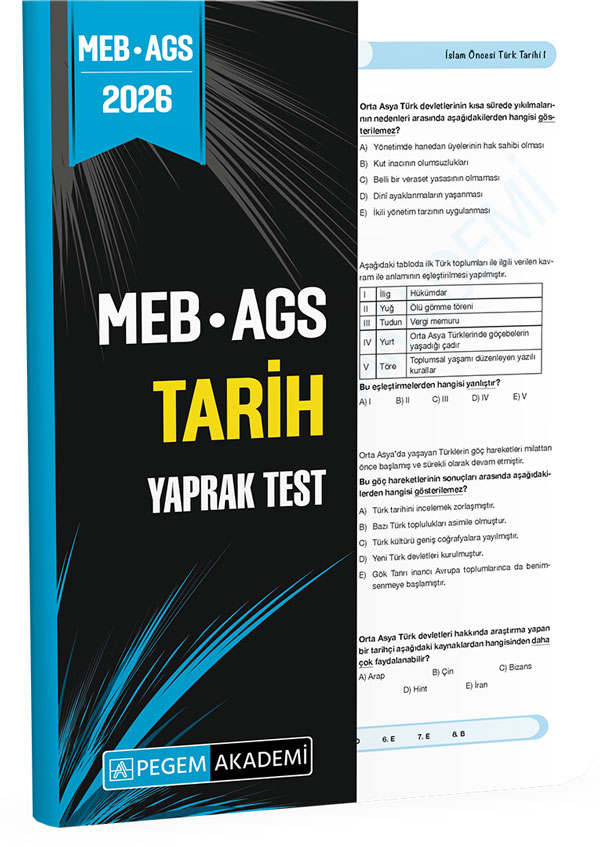 Pegem Yayınları 2026 MEB AGS Tarih Yaprak Test