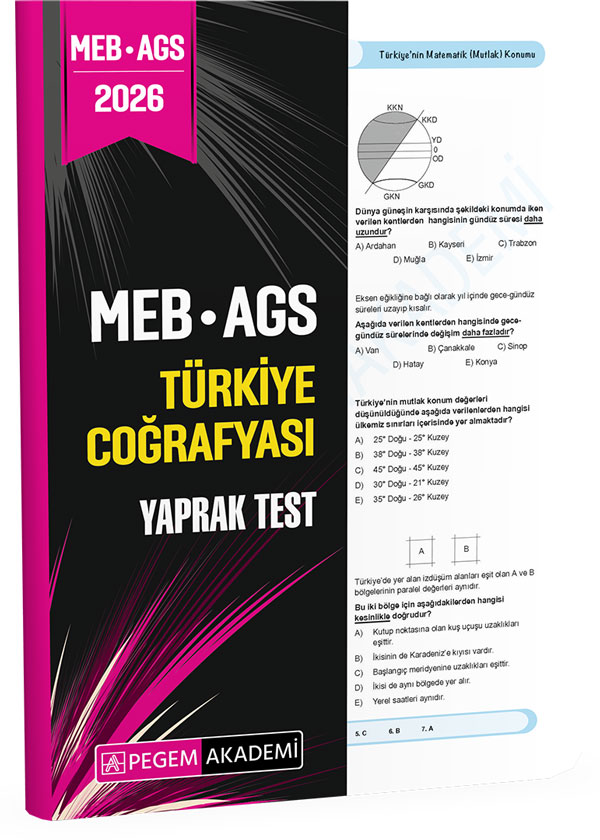 Pegem Yayınları 2026 MEB AGS Türkiye Coğrafyası Yaprak Test
