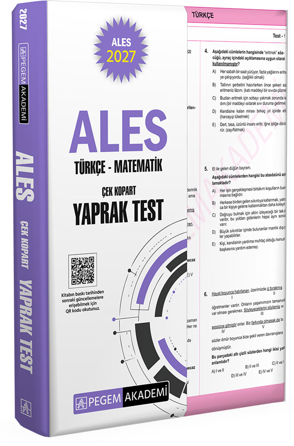 Pegem Yayınları 2027 ALES Türkçe-Matematik Çek Kopart Yaprak Test