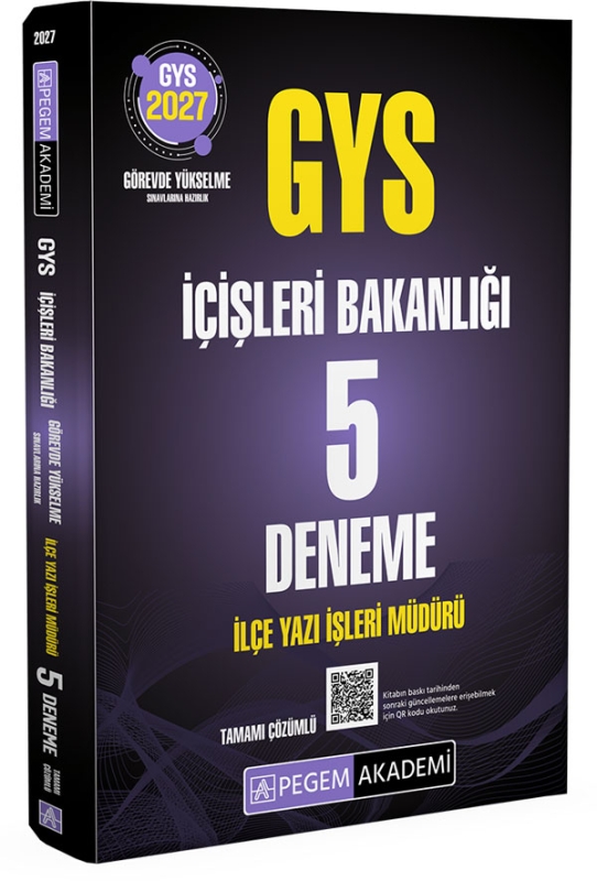 Pegem Yayınları 2027 GYS İçişleri Bakanlığı İlçe Yazı İşleri Müdürü 5 Deneme