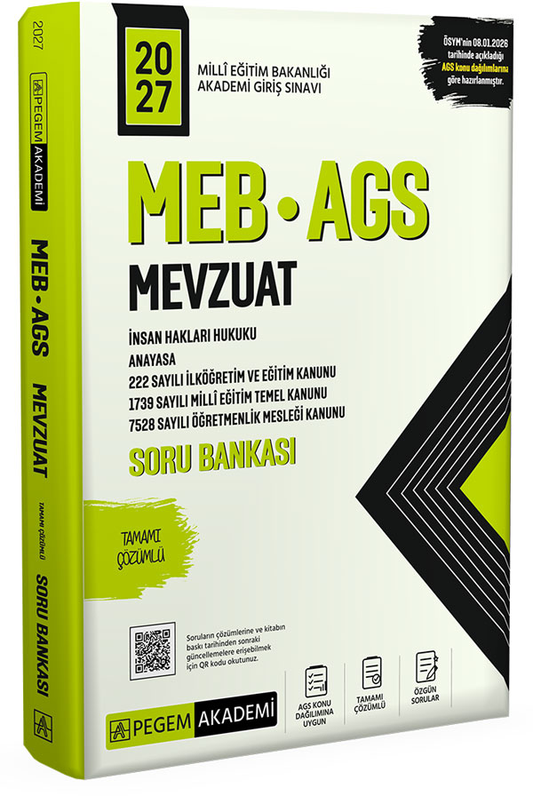 Pegem Yayınları 2027 MEB AGS Soru Bankası Tamamı Çözümlü Mevzuat