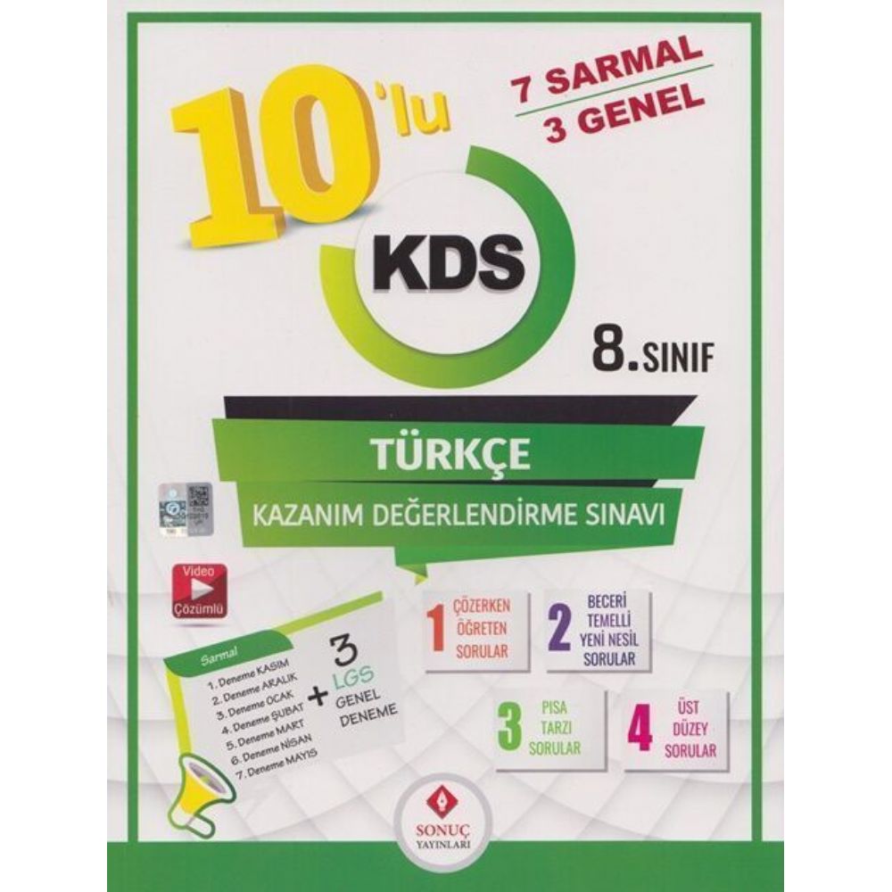 Sonuç Yayınları Lgs 8. Sınıf Türkçe 10'Lu Kazanım Değerlendirme Sınavı